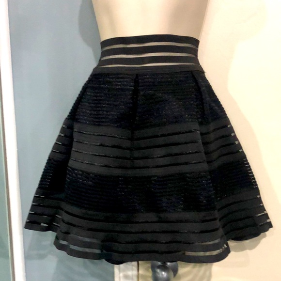 ANGL Black Pleated Mini Skirt Stripes All Around - Picture 6 of 12
